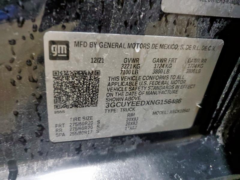 2022 CHEVROLET SILVERADO - 3GCUYEEDXNG156486