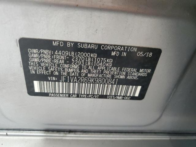2019 SUBARU WRX STI JF1VA2R69K9800841
