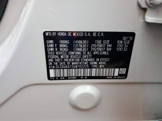 2016 HONDA HR-V EXL 3CZRU6H72GM702225