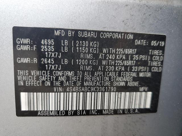 2019 SUBARU OUTBACK 2. 4S4BSABC9K3361790