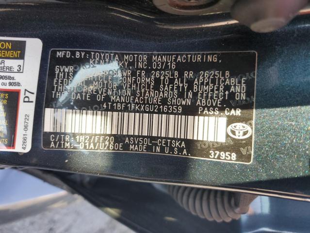 2016 TOYOTA CAMRY LE 4T1BF1FKXGU216359