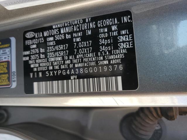 2016 KIA SORENTO LX 5XYPG4A38GG019376