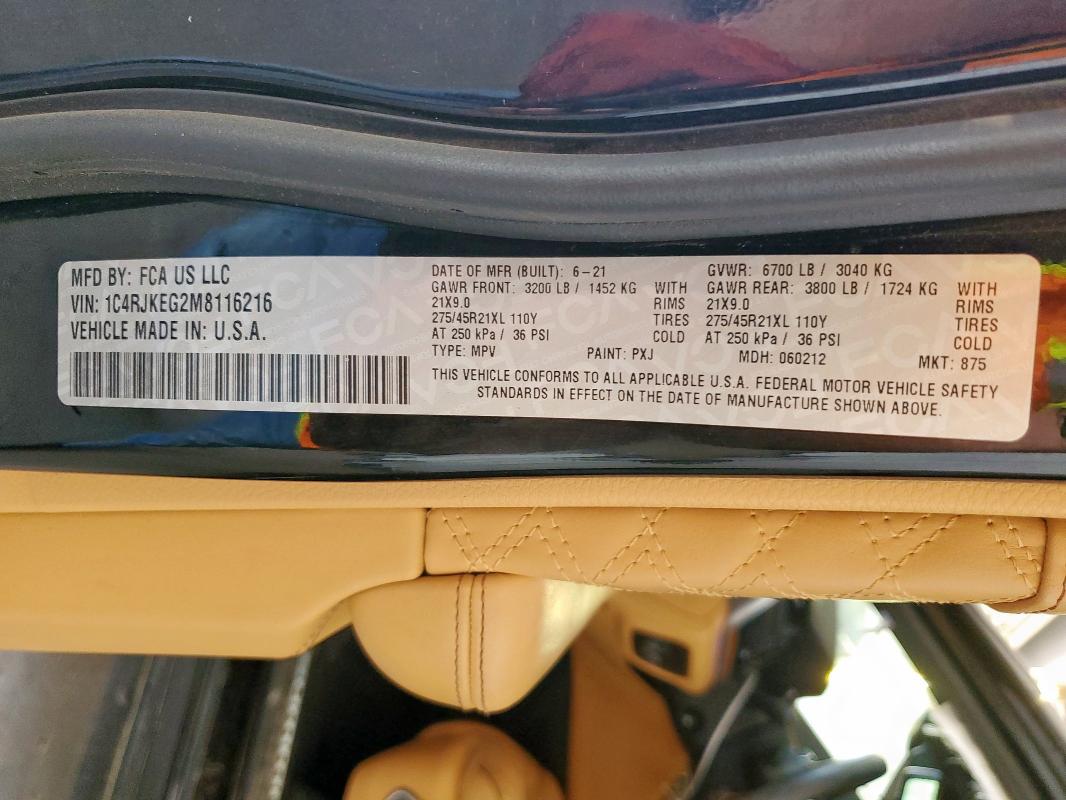 2021 JEEP GRAND CHER - 1C4RJKEG2M8116216