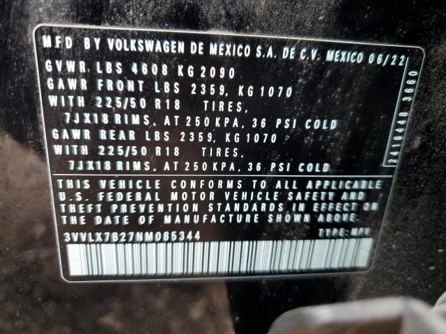2022 VOLKSWAGEN TAOS SE IQ 3VVLX7B27NM085344