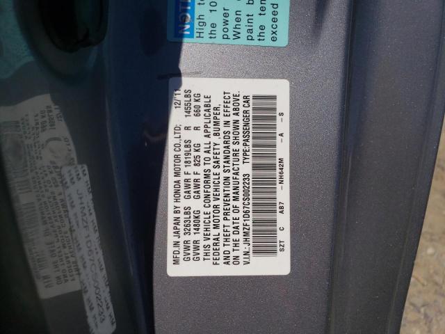 2012 HONDA CR-Z EX - JHMZF1D67CS002233