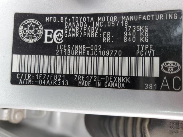 2018 TOYOTA COROLLA L - 2T1BURHEXJC109770