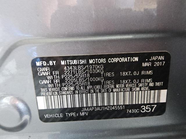 2017 MITSUBISHI OUTLANDER JA4AP3AU1HZ045551