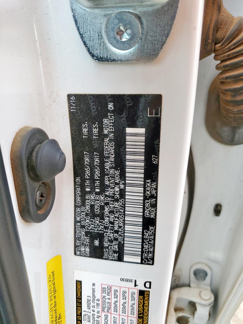2016 TOYOTA 4RUNNER SR JTEZU5JR9G5147755