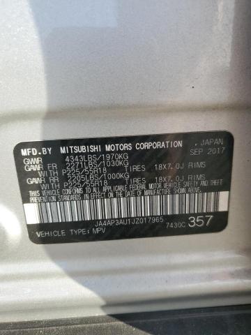 2018 MITSUBISHI OUTLANDER JA4AP3AU1JZ017965