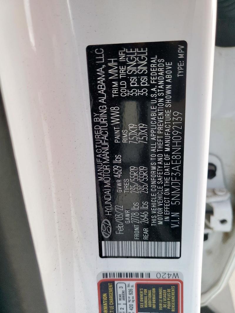 2022 HYUNDAI TUCSON SEL - 5NMJF3AE8NH092139