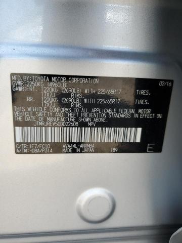 2016 TOYOTA RAV4 HV XL JTMRJREV5GD022608