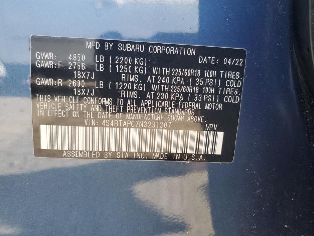 2022 SUBARU OUTBACK TO 4S4BTAPC7N3231307