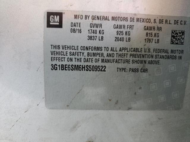 2017 CHEVROLET CRUZE LT 3G1BE6SM6HS509522
