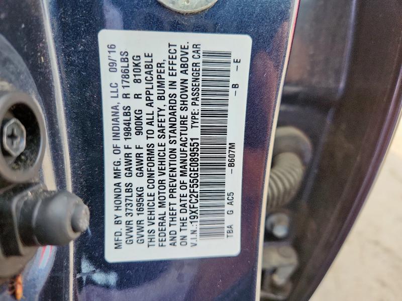 2016 HONDA CIVIC LX 19XFC2F55GE089551