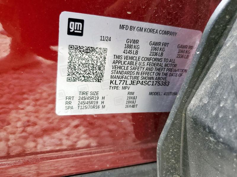 2025 CHEVROLET TRAX 2RS KL77LJEP4SC175383