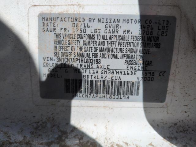 2017 NISSAN VERSA S - 3N1CN7AP1HL803193