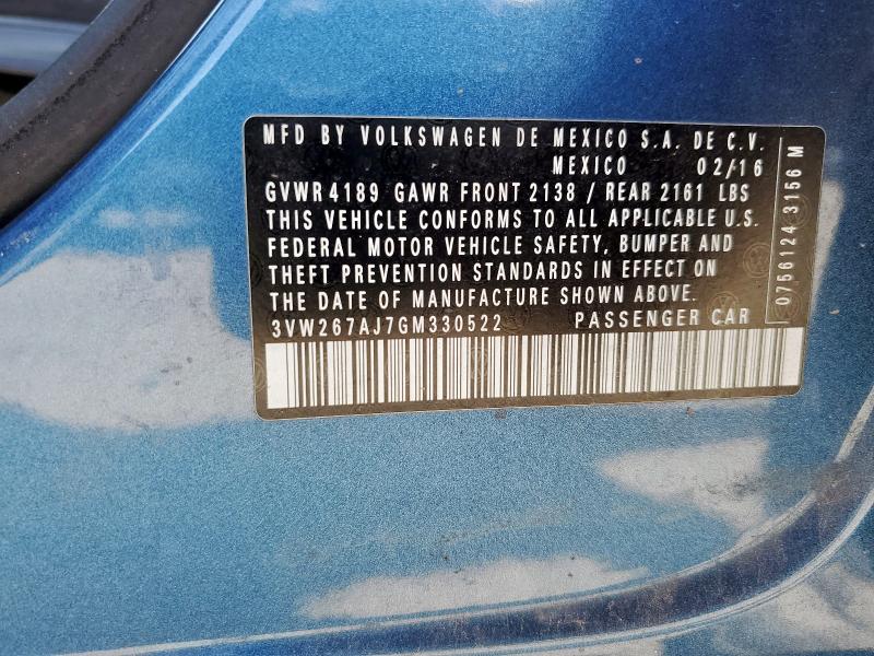 2016 VOLKSWAGEN JETTA S 3VW267AJ7GM330522