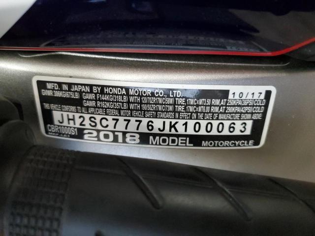 2018 HONDA CBR1000 SP JH2SC7776JK100063