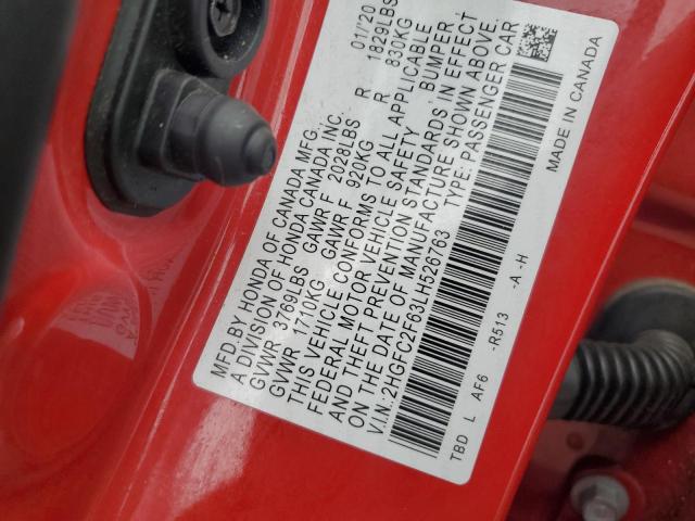 2020 HONDA CIVIC LX 2HGFC2F63LH526763
