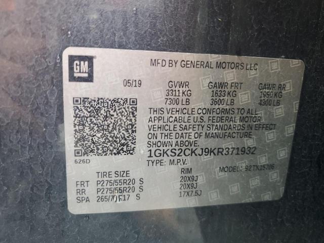 2019 GMC YUKON DENA - 1GKS2CKJ9KR371932