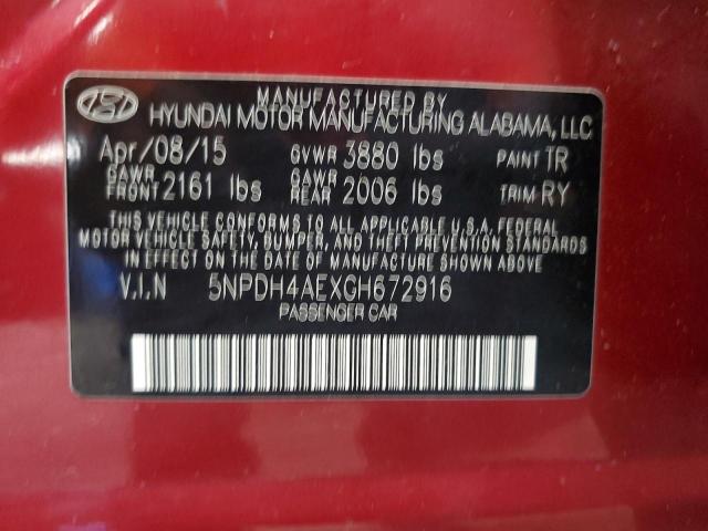 2016 HYUNDAI ELANTRA SE 5NPDH4AEXGH672916