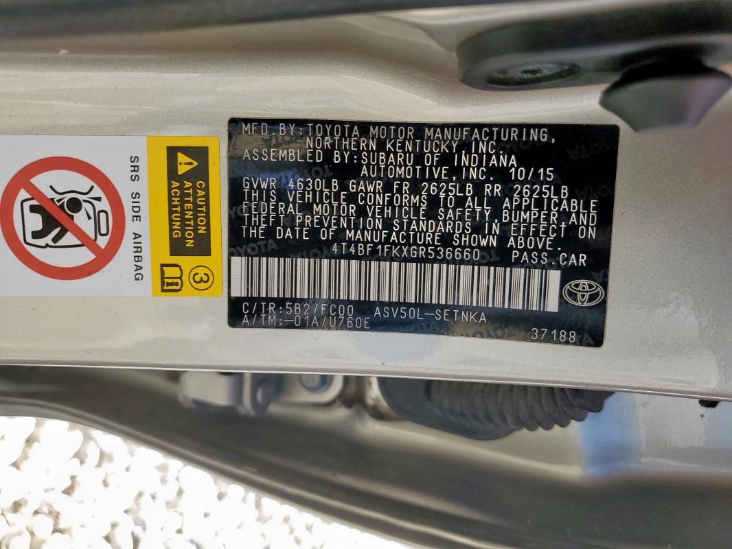 2016 TOYOTA CAMRY LE 4T4BF1FKXGR536660