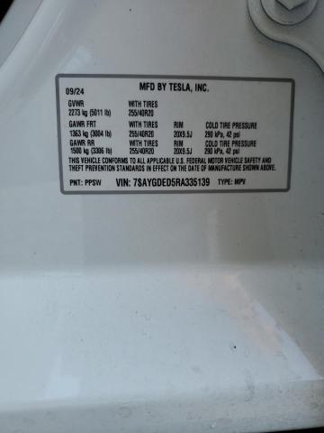 2024 TESLA MODEL Y 7SAYGDED5RA335139
