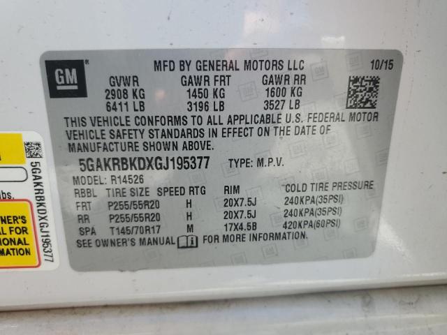 2016 BUICK ENCLAVE 5GAKRBKDXGJ195377