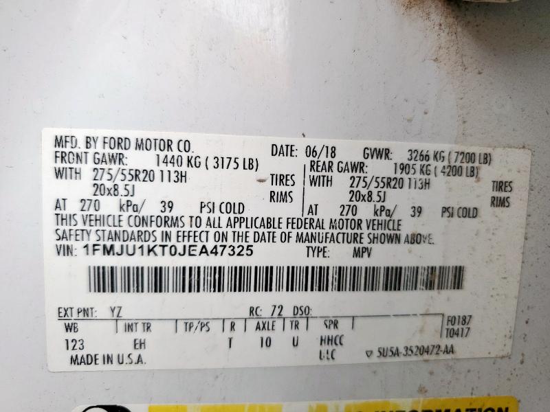 2018 FORD EXPEDITION 1FMJU1KT0JEA47325