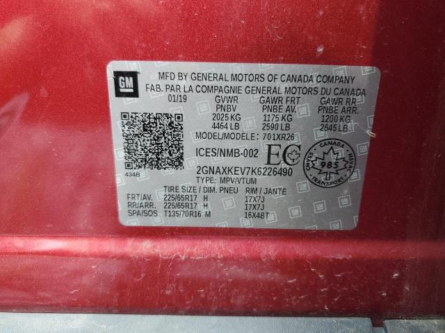 2019 CHEVROLET EQUINOX LT 2GNAXKEV7K6226490