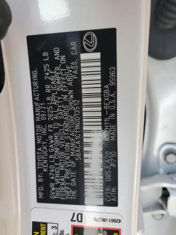 2022 LEXUS ES 300H BA 58ACA1C11NU013512