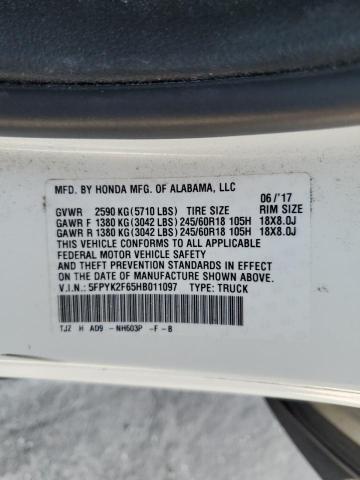 2017 HONDA RIDGELINE 5FPYK2F65HB011097