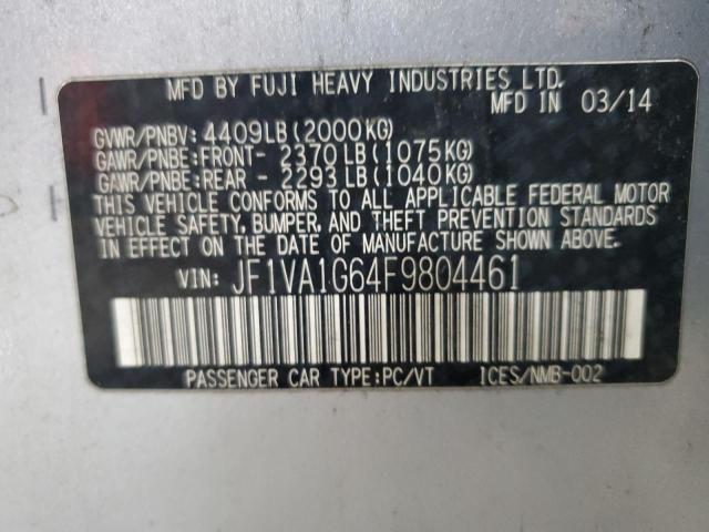 2015 SUBARU WRX LIMITE JF1VA1G64F9804461
