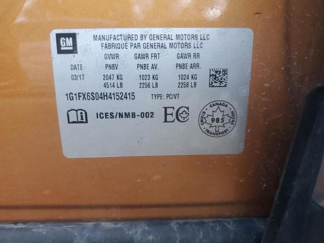 2017 CHEVROLET BOLT EV PR 1G1FX6S04H4152415