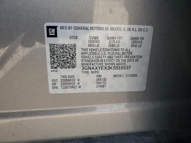 2019 CHEVROLET EQUINOX PR - 3GNAXYEX3KS516537