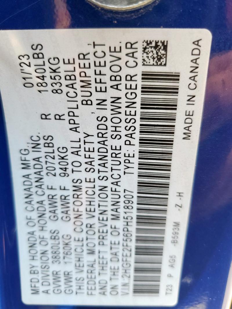2023 HONDA CIVIC SPOR - 2HGFE2F56PH518907