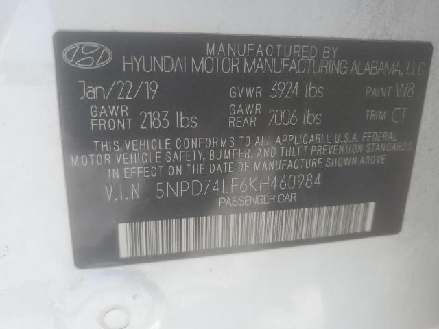 2019 HYUNDAI ELANTRA SE - 5NPD74LF6KH460984