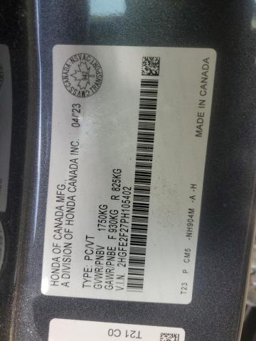 2023 HONDA CIVIC LX 2HGFE2F27PH105402