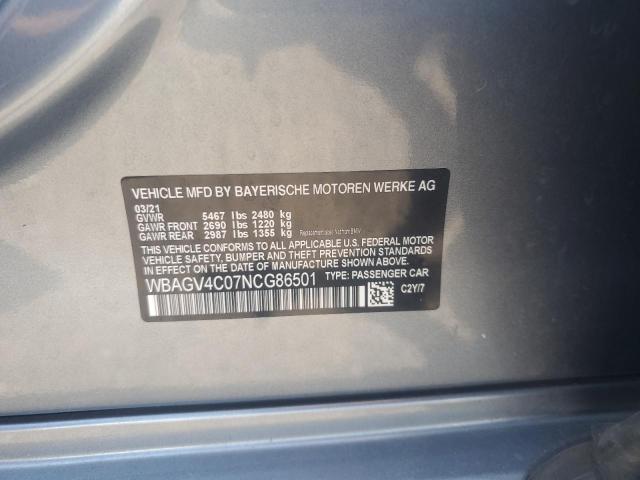2022 BMW 840XI WBAGV4C07NCG86501