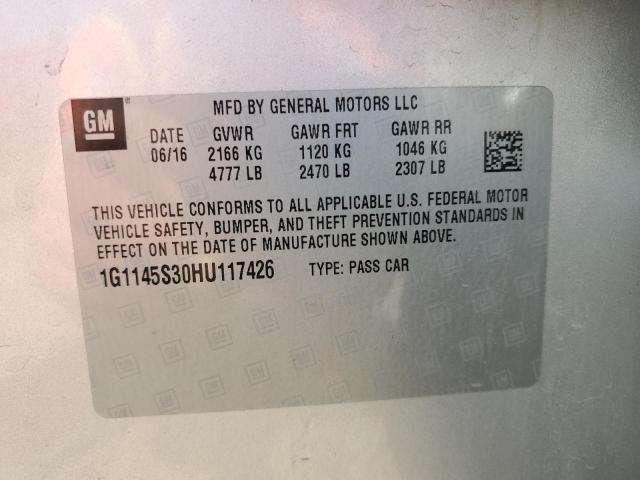 2017 CHEVROLET IMPALA PRE 1G1145S30HU117426