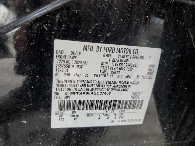 2019 FORD EDGE TITANIUM 2FMPK4K98KBC37408