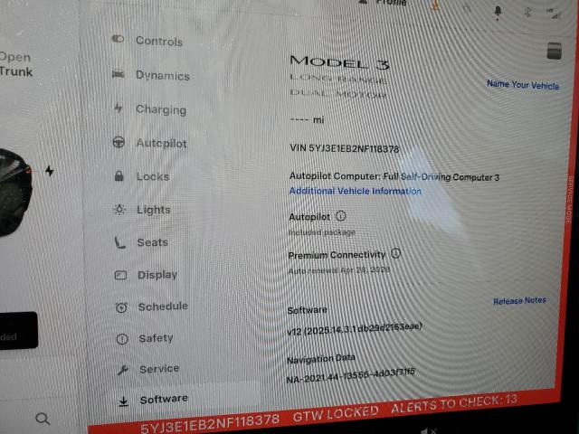 2022 TESLA MODEL 3 5YJ3E1EB2NF118378