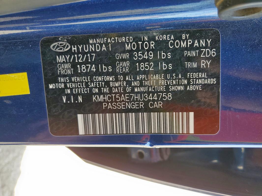 2017 HYUNDAI ACCENT SE KMHCT5AE7HU344758