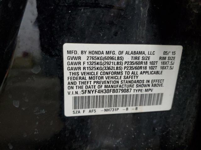 2015 HONDA PILOT SE 5FNYF4H30FB079087