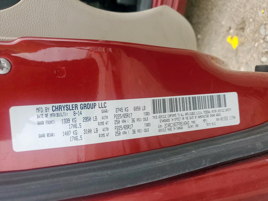 2015 CHRYSLER TOWN & COU 2C4RC1BG7FR510343