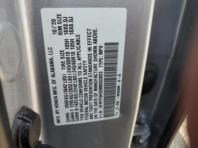 2021 HONDA PILOT EXL 5FNYF6H55MB033023
