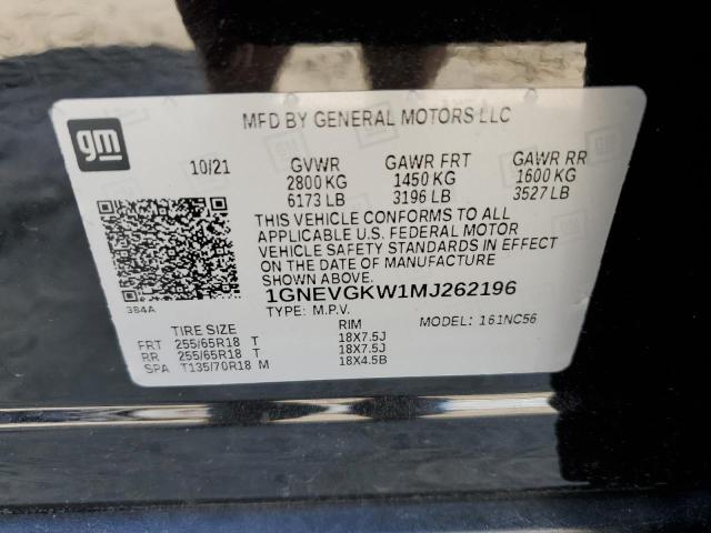 2021 CHEVROLET TRAVERSE L - 1GNEVGKW1MJ262196