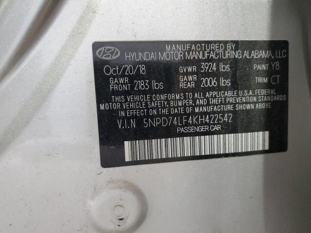 2019 HYUNDAI ELANTRA SE - 5NPD74LF4KH422542