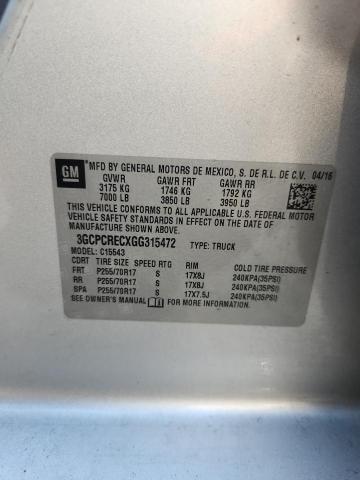2016 CHEVROLET SILVERADO - 3GCPCRECXGG315472