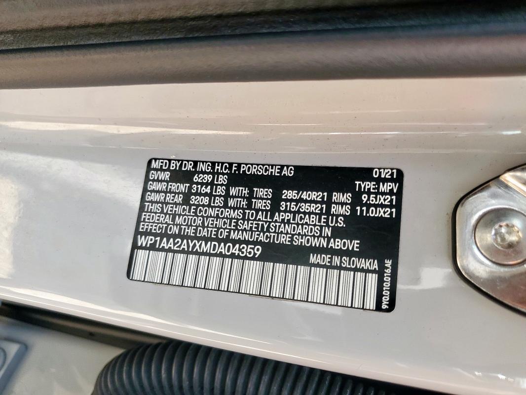 2021 PORSCHE CAYENNE - WP1AA2AYXMDA04359